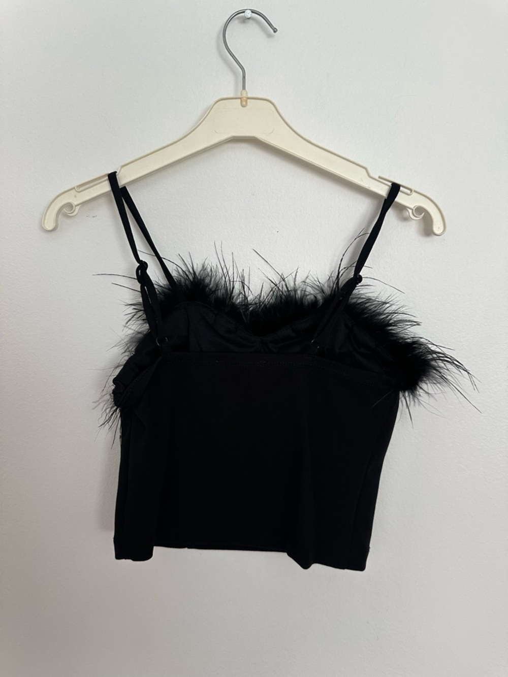 Black Feather-Trim Mini Dress Set - Picture 3 of 5